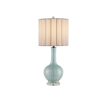 Currey & Company 29.75" Celadon Crackle Porcelain and Optic Crystal Table Lamp 