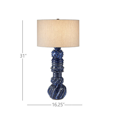 Currey & Company 31.0" Undersea Dark Blue Ceramic Table Lamp 5