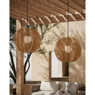 Currey & Company 33.25" Barbary Fluted Outdoor 1-Light Pendant 9