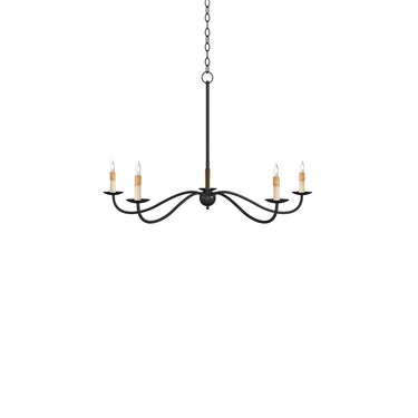 Currey & Company 33.25" Saxon Black 5-Light Wrought Iron Chandelier 2