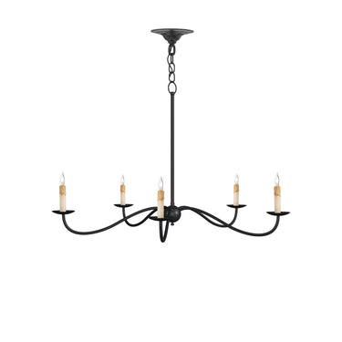 Currey & Company 33.25" Saxon Black 5-Light Wrought Iron Chandelier 3