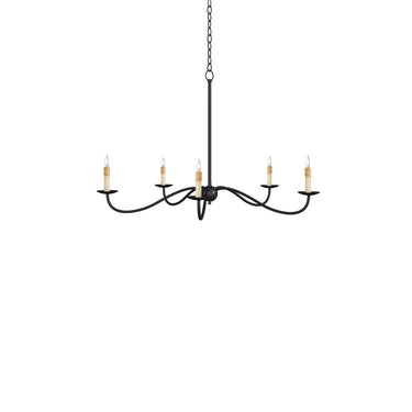 Currey & Company 33.25" Saxon Black 5-Light Wrought Iron Chandelier 