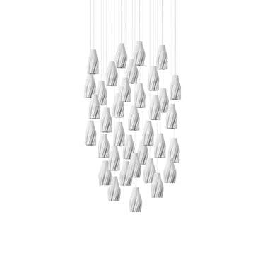 Currey & Company 33" Posh Round 36-Light 3-D Printed Porcelain Pendant 3