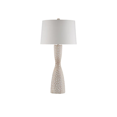 Currey & Company 41.5" Edwell Whitewash Hand-Carved Wood Table Lamp 3