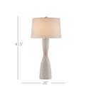 Currey & Company 41.5" Edwell Whitewash Hand-Carved Wood Table Lamp 6