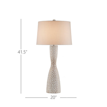 Currey & Company 41.5" Edwell Whitewash Hand-Carved Wood Table Lamp 6