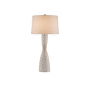 Currey & Company 41.5" Edwell Whitewash Hand-Carved Wood Table Lamp 