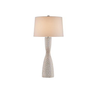 Currey & Company 41.5" Edwell Whitewash Hand-Carved Wood Table Lamp 