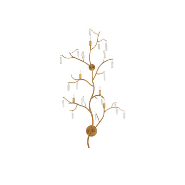 Currey & Company 5000-0014 Forest Light Wall Sconce in Washed Lucerne Gold/Natural 1