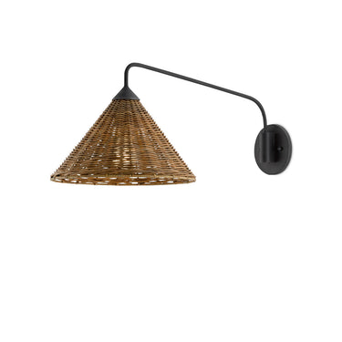 Currey & Company 5000-0139 Basket Swing Arm Sconce in Blacksmith/Natural - Crescent Harbor