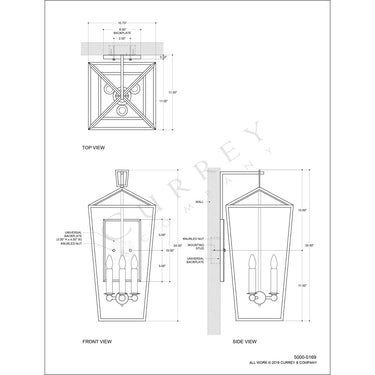 Currey & Company 5000-0169 Denison Wall Sconce in Mole Black 4