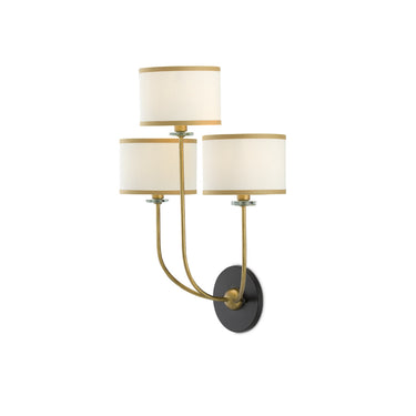 Currey & Company 5000-0192 Croydon Wall Sconce in Brass/Satin Black/White 3