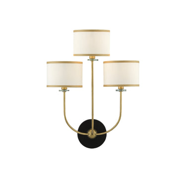 Currey & Company 5000-0192 Croydon Wall Sconce in Brass/Satin Black/White 1