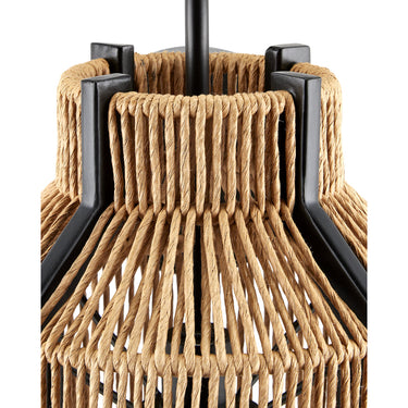 Currey & Company 5000-0203 Mali 1 Light Wall Sconce in Kraft Paper Twine/Satin Black 2