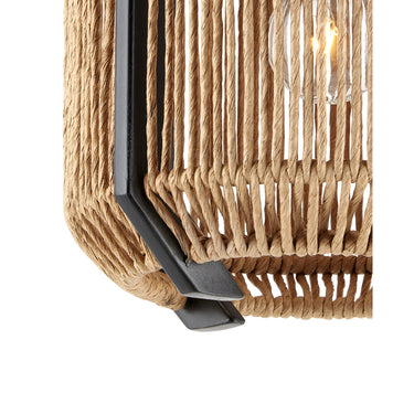 Currey & Company 5000-0203 Mali 1 Light Wall Sconce in Kraft Paper Twine/Satin Black 3