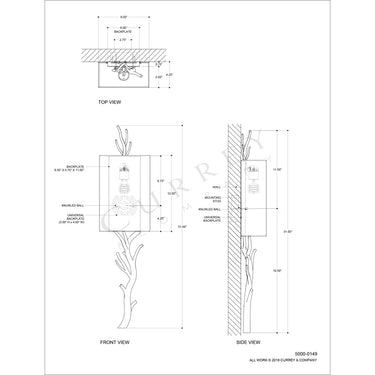 Currey & Company 5000-C2 Baneberry Wall Sconce in Gesso White 12