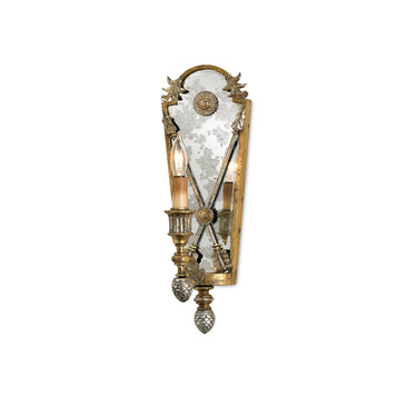 Currey & Company 5028 Napoli Wall Sconce in Gold Leaf/Majestic Silver Leaf/Antique Mirror 1