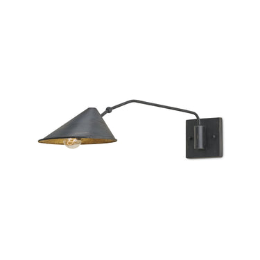 Currey & Company 5177 Serpa Single Wall Sconce in French Black/Gold Leaf 1