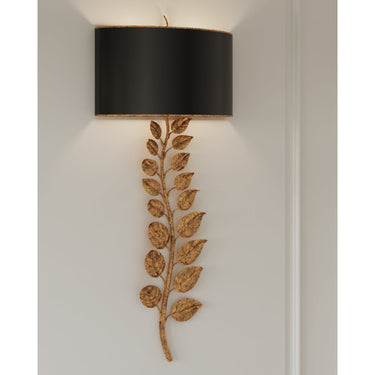 Currey & Company 5221 Birdwood Wall Sconce in Textured Gold Leaf/Satin Black 6
