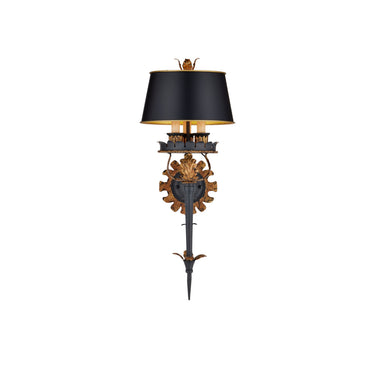 Currey & Company 5412 Duke Wall Sconce in Zanzibar Gold Leaf/Zanzibar Black 3