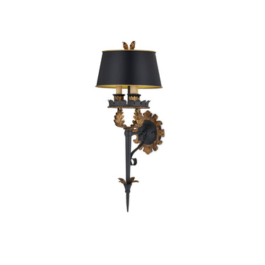Currey & Company 5412 Duke Wall Sconce in Zanzibar Gold Leaf/Zanzibar Black 4
