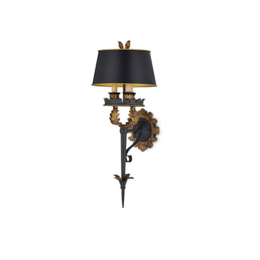 Currey & Company 5412 Duke Wall Sconce in Zanzibar Gold Leaf/Zanzibar Black - Crescent Harbor