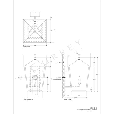 Currey & Company 5500-C1 Bening Outdoor Wall Sconce in Midnight 4