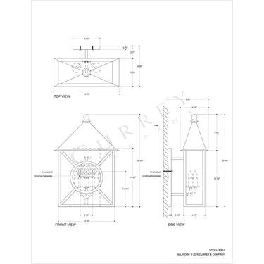 Currey & Company 5500-C3 Ripley Outdoor Wall Sconce in Midnight 4