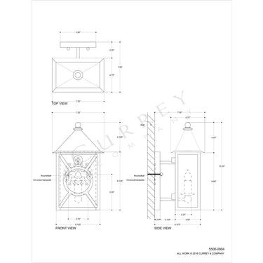 Currey & Company 5500-C3 Ripley Outdoor Wall Sconce in Midnight 10