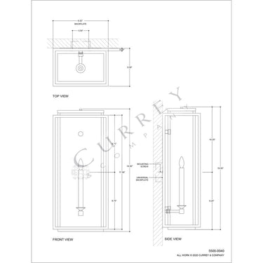 Currey & Company 5500 Wright Outdoor Wall Sconce in Midnight 12