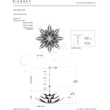 Currey & Company 56.25" Cubana Three-Tier 12-Light Chandelier 8