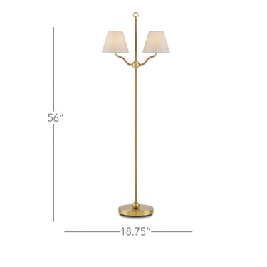 Currey & Company 56" Sirocco Brass 2-Light Rope Floor Lamp 4