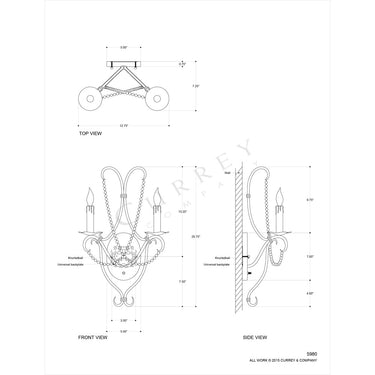 Currey & Company 580 Crystal Lights Wall Sconce 8