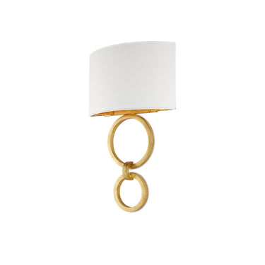 Currey & Company 5900-0048 Bolebrook 1 Light Wall Sconce in Gesso White/Contemporary Gold Leaf 1