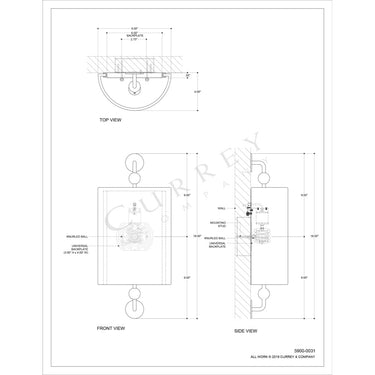 Currey & Company 5900 Tavey Wall Sconce 6