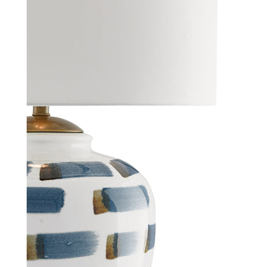 Currey & Company 6000-0019 Brushstroke Table Lamp in White/Blue/Antique Brass 2