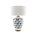 Currey & Company 6000-0019 Brushstroke Table Lamp in White/Blue/Antique Brass 1