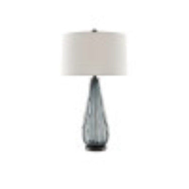 Currey & Company 6000-0027 Nightcap Table Lamp in Blue-Gray/Clear/Black 3