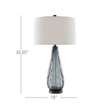 Currey & Company 6000-0027 Nightcap Table Lamp in Blue-Gray/Clear/Black 4