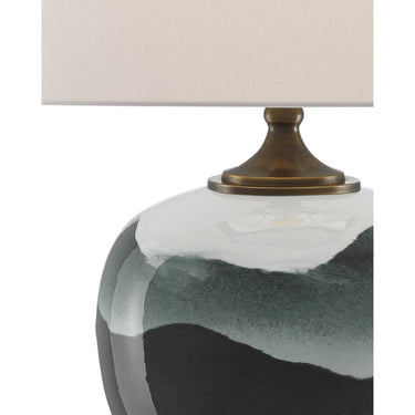 Currey & Company 6000-0109 Boreal Table Lamp in White/Green/Antique Brass 2