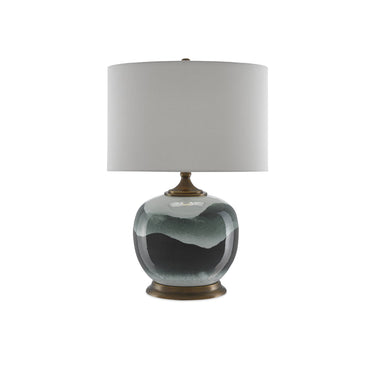 Currey & Company 6000-0109 Boreal Table Lamp in White/Green/Antique Brass 3