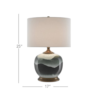 Currey & Company 6000-0109 Boreal Table Lamp in White/Green/Antique Brass 4