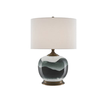 Currey & Company 6000-0109 Boreal Table Lamp in White/Green/Antique Brass 1