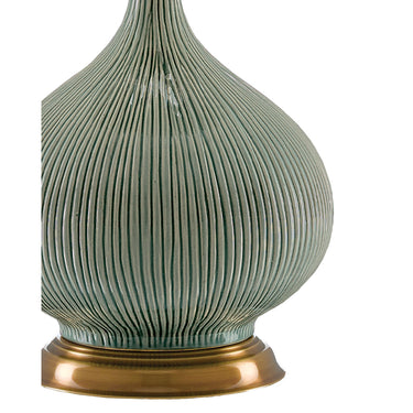 Currey & Company 6000-0218 Cait Table Lamp in Grass Green/Antique Brass 2
