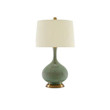 Currey & Company 6000-0218 Cait Table Lamp in Grass Green/Antique Brass 4