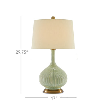 Currey & Company 6000-0218 Cait Table Lamp in Grass Green/Antique Brass 5