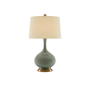 Currey & Company 6000-0218 Cait Table Lamp in Grass Green/Antique Brass 1