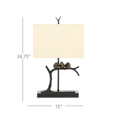 Currey & Company 6000-0240 Sparrow Table Lamp in Bronze/Black 6