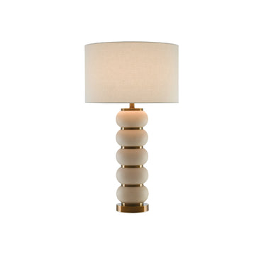 Currey & Company 6000-0276 Luko Table Lamp in White Mud/Antique Brass 1