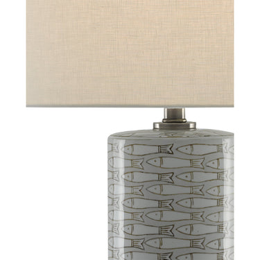 Currey & Company 6000-0283 Fisch Large Table Lamp in Gray/White/Antique Nickel 2